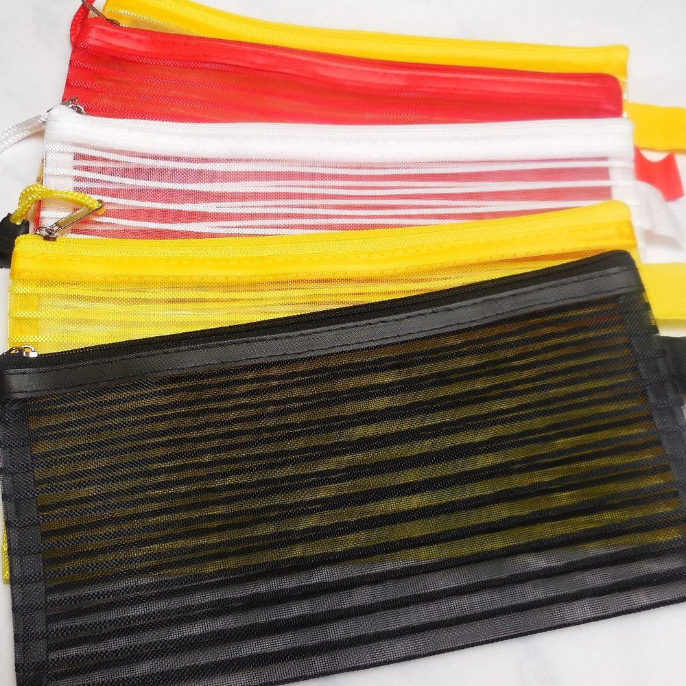Cosmetic Pouch set of 5 travel makeup toiletry bag see-through 9" x 4.5"